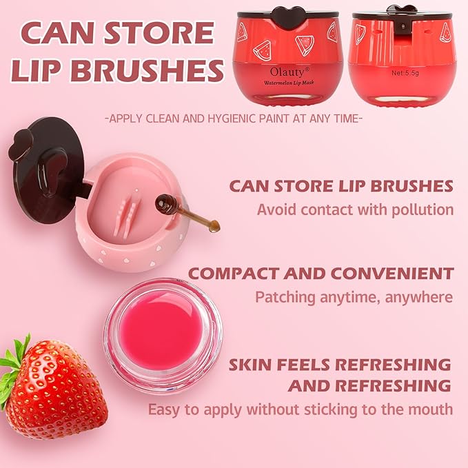 4 PCS Bee Lip Balm Lip Mask Honey Pot,Strawberry&Honey&Watermelon&Apple Lime Lip Sleeping Mask,Hydrating Prevention Dry Lip Care,Moisturizing Lip Mask Overnight Reduces Lip Lines