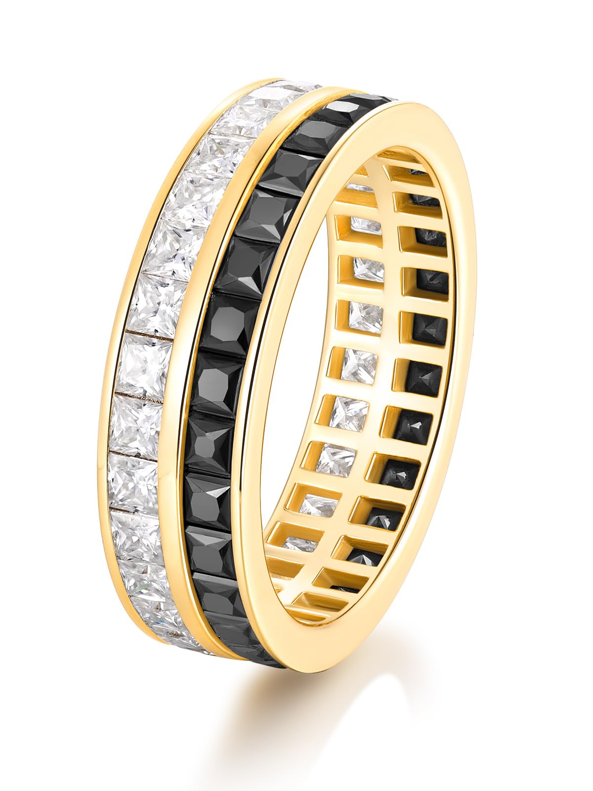Frbod Black Diamond Engagement Ring 5 Carat Princess Cut Moissanite Rings Sterling Silver Jewelries for Women Size 9
