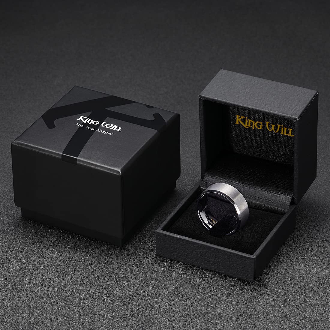 King Will 10mm Silver Men's Wedding Ring - Brushed Matte Finish, Beveled Polished Edge, Comfort Fit Size 7
