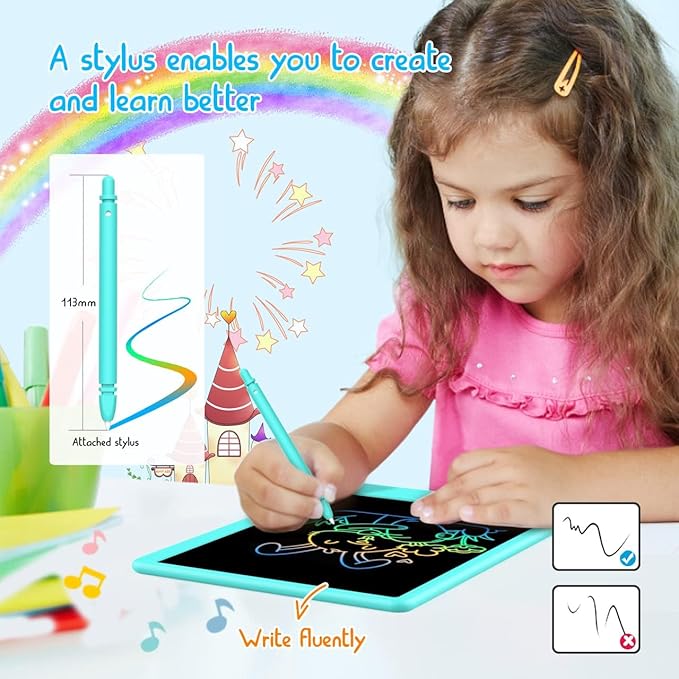 LCD Writing Tablet Doodle Board, Colorful Drawing Pad, Electronic Drawing Tablet, Drawing Pads,Travel Gifts for Kids Ages 3 4 5 6 7 8 Year Old Girls Boys (10.5 inch, Blue&Blue)