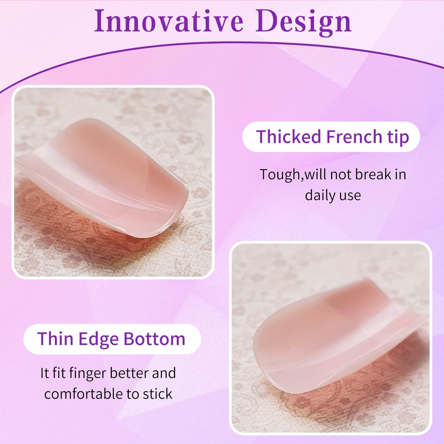 Lifextol 240pc French Tip Press on Nails Short Fake Nails & Adhesive Tab, False Acrylic Nail Press on Nails Square Nail Tips Artificial Glue on Nails Press ons Stick on Fingernail