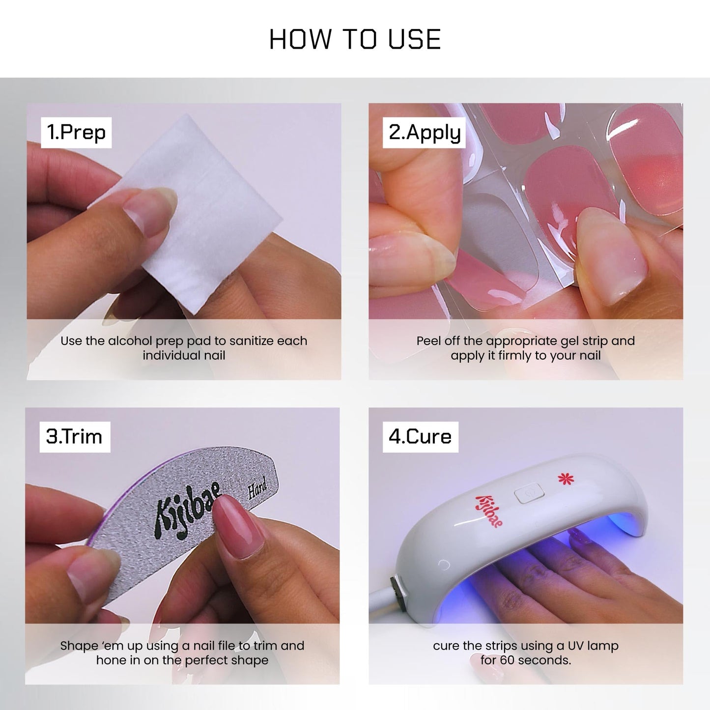 Kijibae Semi Cured Gel Polish Strips | 24pc UV LED Required Wraps | Gift Peel and Stick Nails | Coquette DIY Home Manicure | Press On Alternative (Star Burst)