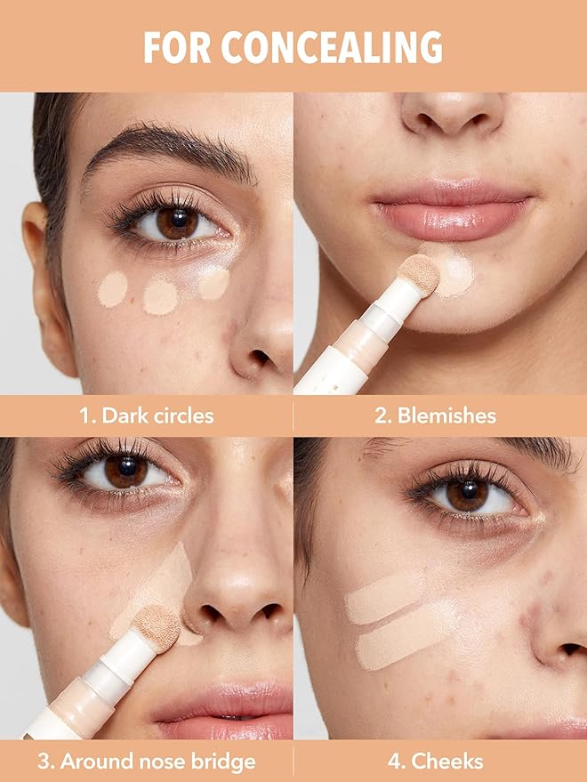 SHEGLAM Complexion Boost Concealer Sponge-Head Applicator Matte Liquid Concealer Long Lasting Brightening Color Corrector Weightless All-Day Long Lasting Hydrating Concealer-Fair