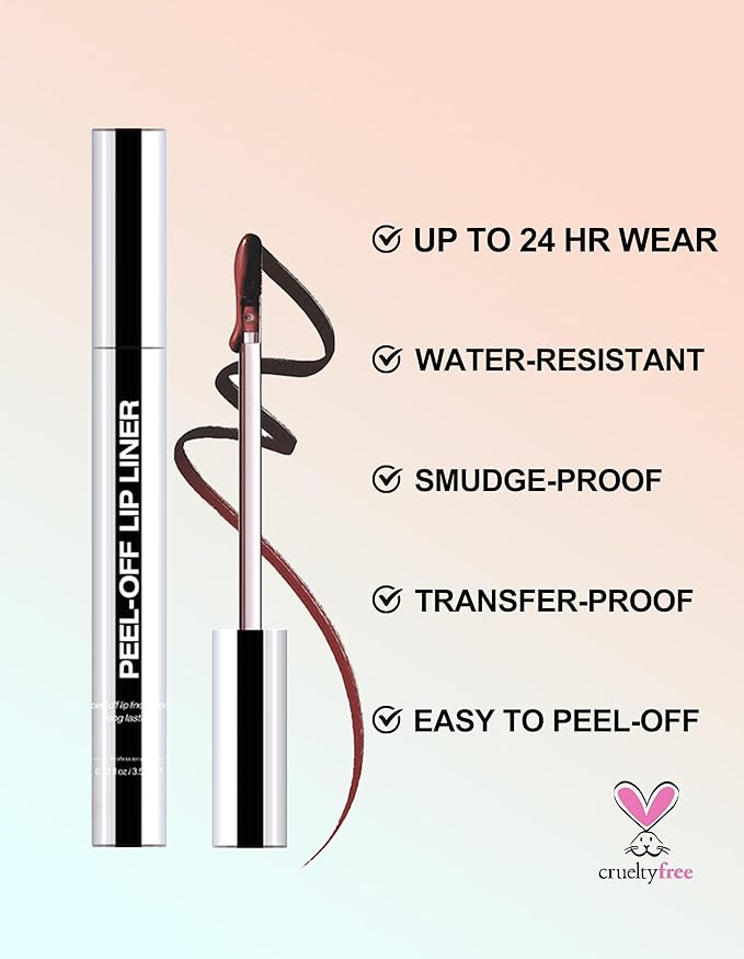 Erinde Peel Off Lip Liner Stain, Long Lasting Tattoo Lip Liner with Tweezer, Matte Finish Peel Off Lip Stain, Waterproof Transfer Proof Lipstain Peel Off, Non-Stick Cup Nude Lip Stain Lipliner, 04