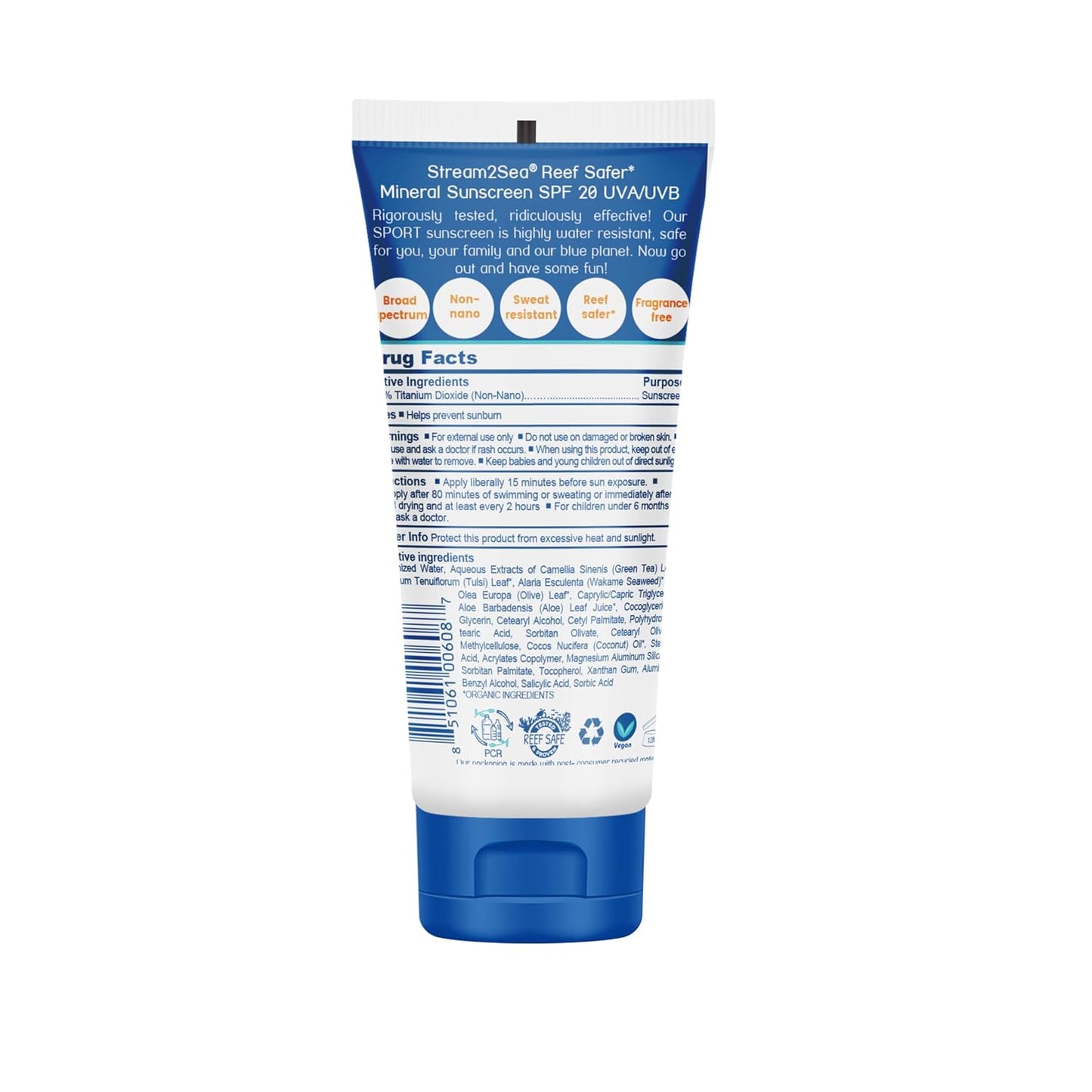 STREAM 2 SEA SPF 20 Mineral Sunscreen Biodegradable and Reef Safe, 1 Fl oz Pack of 3 Travel Size Paraben Free Non Greasy, Moisturizing Mineral Sunscreen For Face, Body Protection Against UVA and UVB