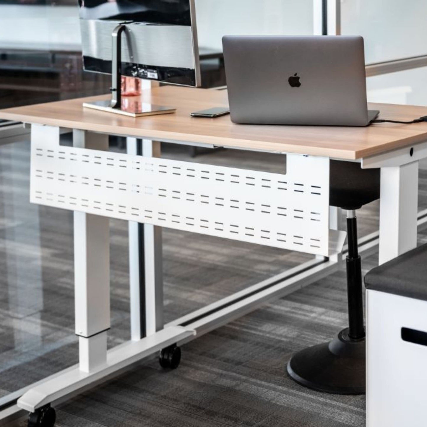 Stand Up Desk Store Under Desk Cable Management Tray Horizontal Computer Cord Raceway and Modesty Panel (White, 39")