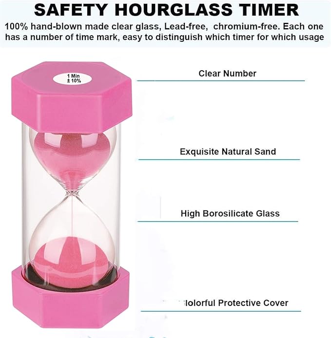 SuLiao Unbreakable Pink Sand Watch - 60 Minute Hourglass Timer for Kids, Classroom, Kitchen, Decorative