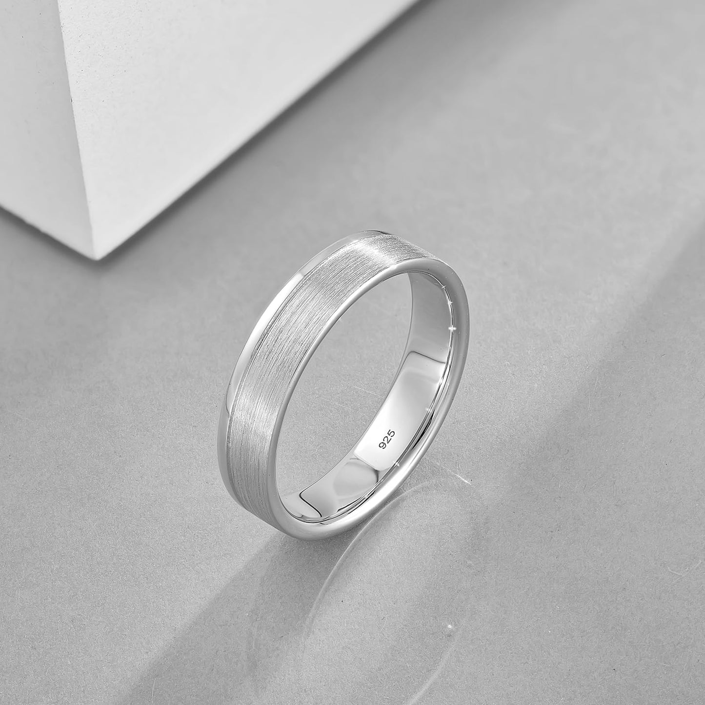 STARCHENIE Men's Wedding Band 925 Sterling Silver, 5MM, Brushed Matte Finish, Comfort Fit, Size 11