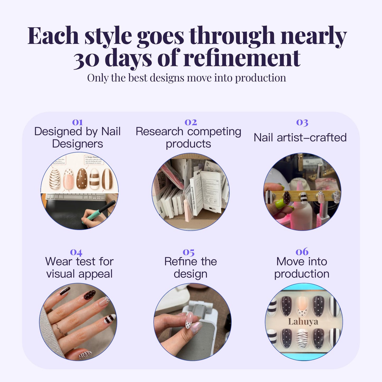 Lahuya Press On Nails - Golden Standard | Nail Artist Designed Short Squoval Milky Pink Fake Nails with Minimalist Gold French Edge, Glossy Finish, Salon Quality | 15 Sizes - 30 Nail Kit with Glue