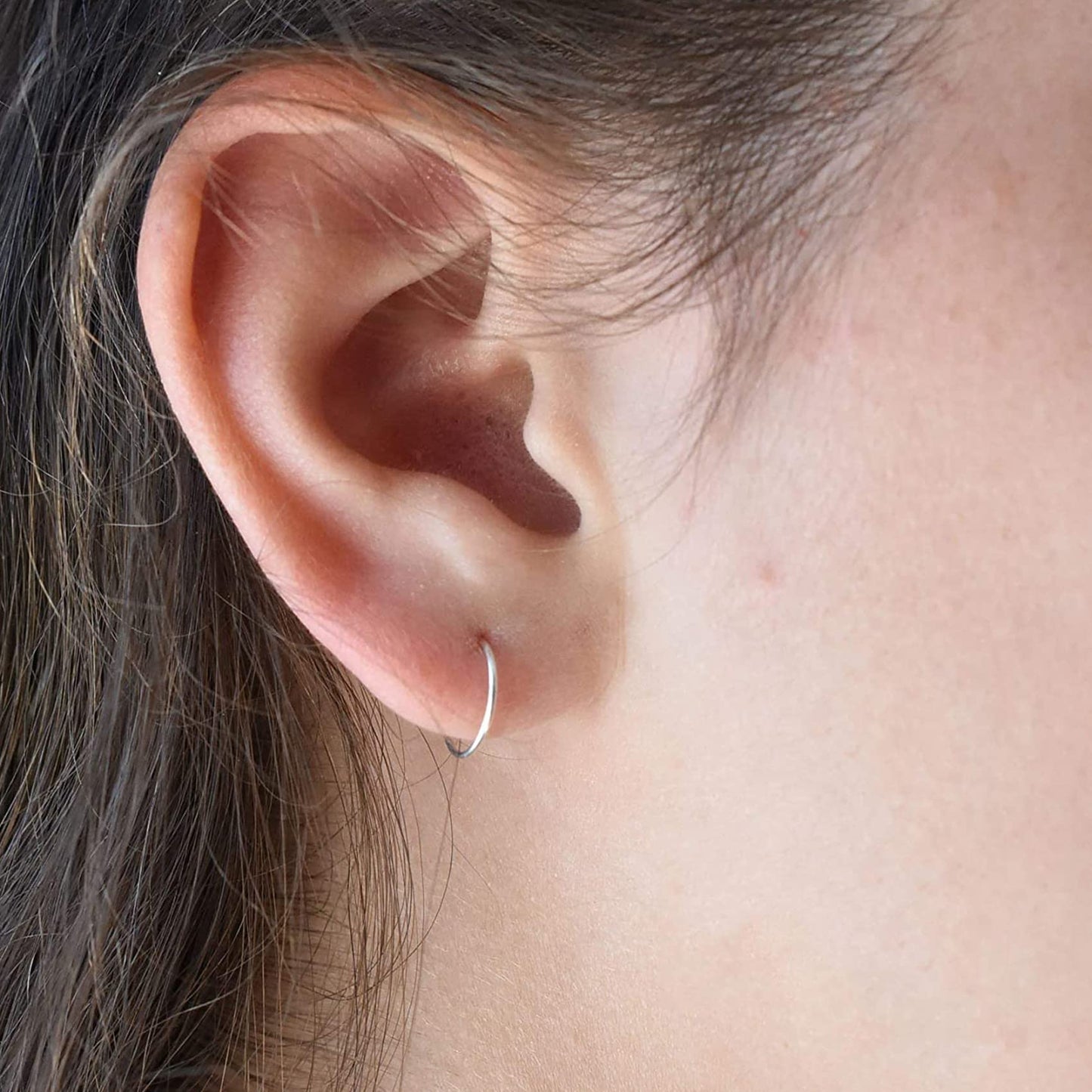 EPIRORA Silver Hoop Earrings- Cartilage Earring Small Hoop Earrings for Women Men,4 Pairs of Hypoallergenic 925 Sterling Silver Tragus Earrings(Silver,8mmx4)