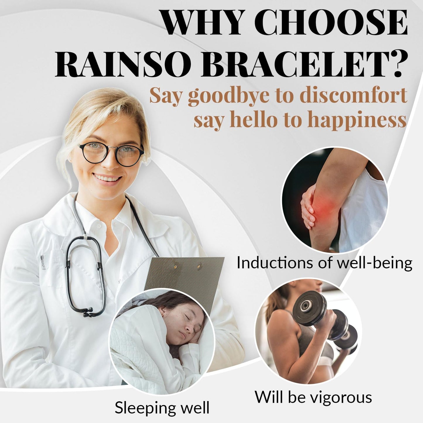 RainSo 99.99% Men Double Row Pure Copper Magnetic Bracelet for Men 3500 Gauss with Gift Box Adjustable