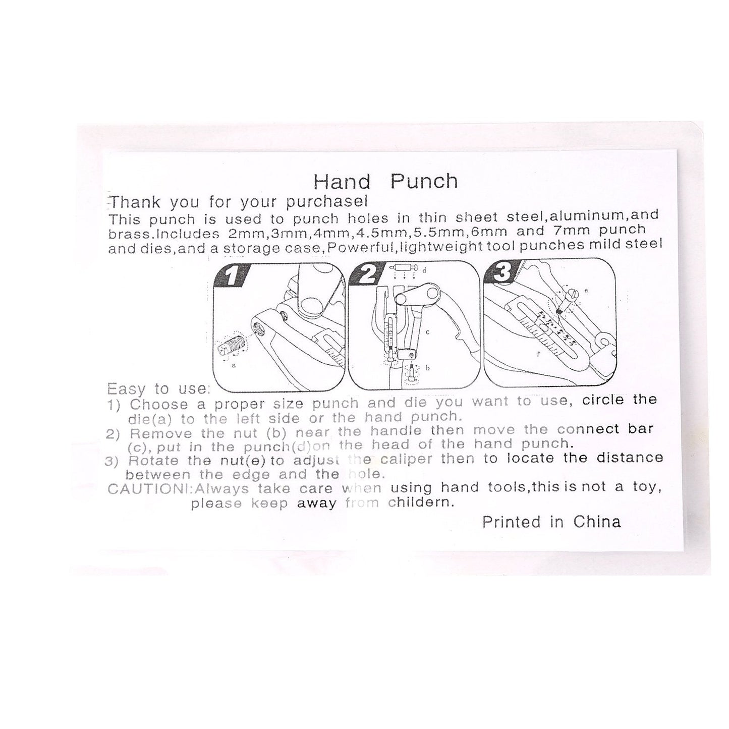 Hand Held Power Punch Sheet Metal Hole Punch Kit Compound Leverage