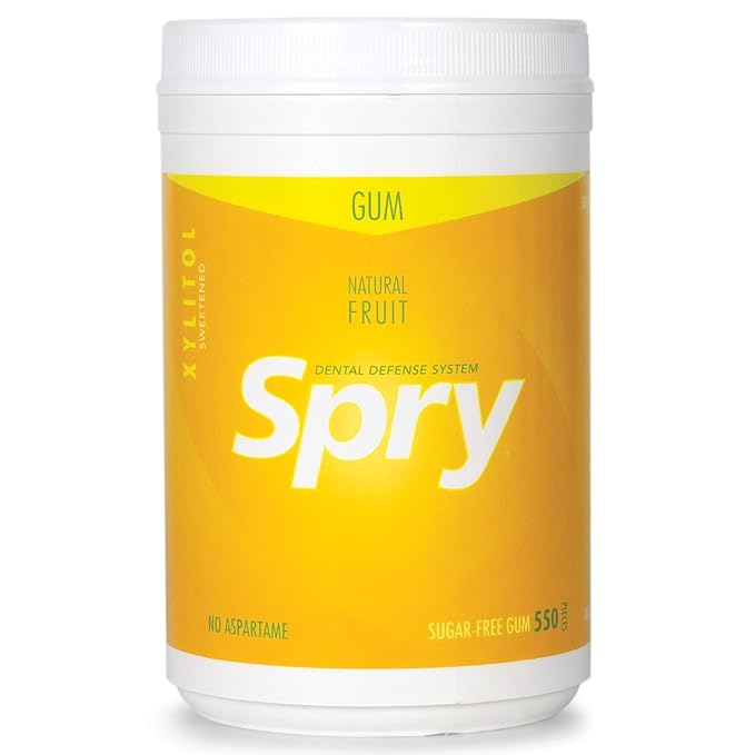 Spry Fresh Natural Xylitol Chewing Gum Dental Defense System - Aspartame-Free, Sugar-Free, Non-GMO, Gluten-Free (Variety Pack, 550 Count - Pack of 4)