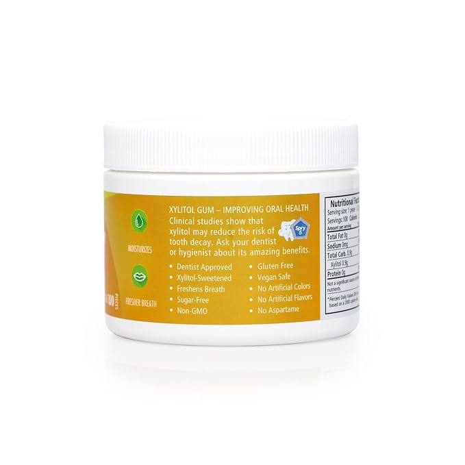 Spry Fresh Natural Xylitol Chewing Gum Dental Defense System - Aspartame-Free, Sugar-Free, Non-GMO, Gluten-Free (Fresh Fruit, 100 Count - Pack of 1)