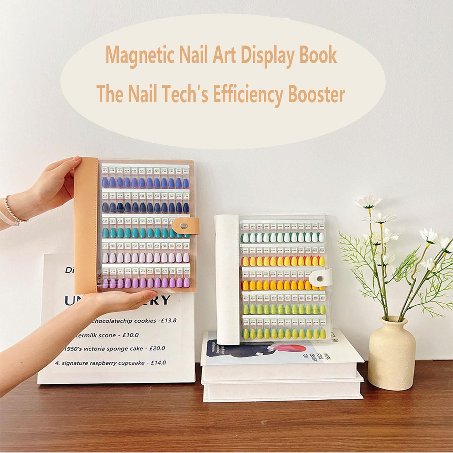 Magnetic Nail Swatches Book, 120/240 Nail Polish Colors Display Book, Special Swatches Display Board, Wear-resistant Nail Storage Album, Nail Art Palette (Orange 240pcs)