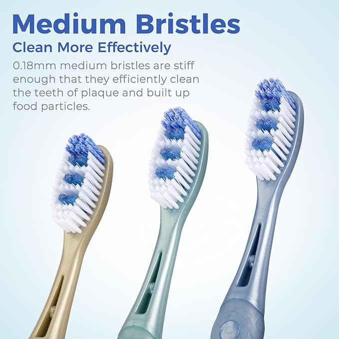 Medium Toothbrushes for Adults, Whitening Toothbrush with Spiral Medium Bristles for Smoke Tea Coffee Stain, Deep Plaque Removal, Rounded Bristle Tips for Gentle Cleaning
