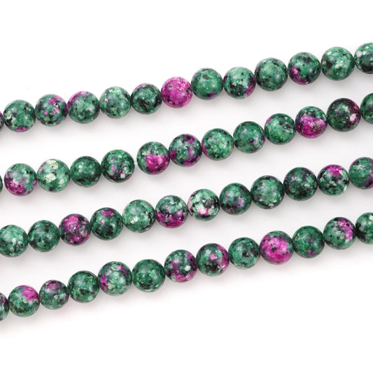 6mm 60pcs DIY Natural Ruby Zoisite Stone Beads Round Healing Crystal Gemstone Loose Beads for Jewelry Making Handmade Bracelet Necklace