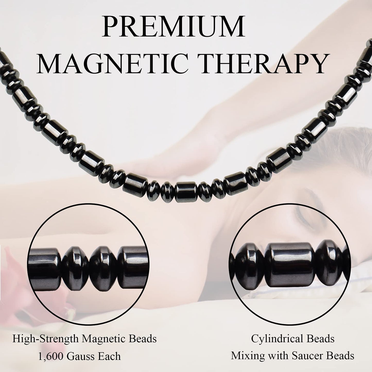 IRUMENG Natural Hematite Beaded Necklace Handcrafted Polished Gemstone Jewelry for Men Women Stylish Daily Wear (18", Magnetic Hematite)