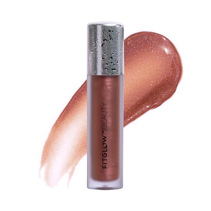 FITGLOW Beauty Lip Colour Serum | Hydrating Lip Gloss | Plumping Anti-Aging Lip Treatment | Natural Shine with Pomegranate Sterols & Collagen | Buildable Color for Dry Chapped Lips | Beach Glow - 10g