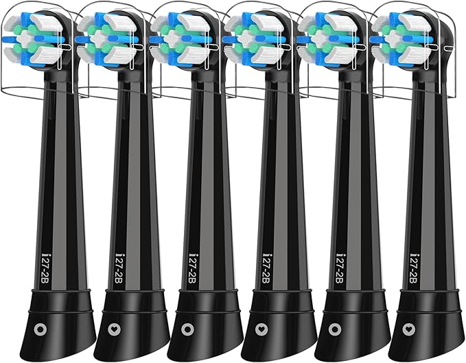 iO Replacement Heads Compatible with Oral B iO, for Oral B iO 2/3/4/5/6/7/8/9/10 Series Electric Toothbrushes, Medium Softness for Protect Teeth and Gums, 6 Black