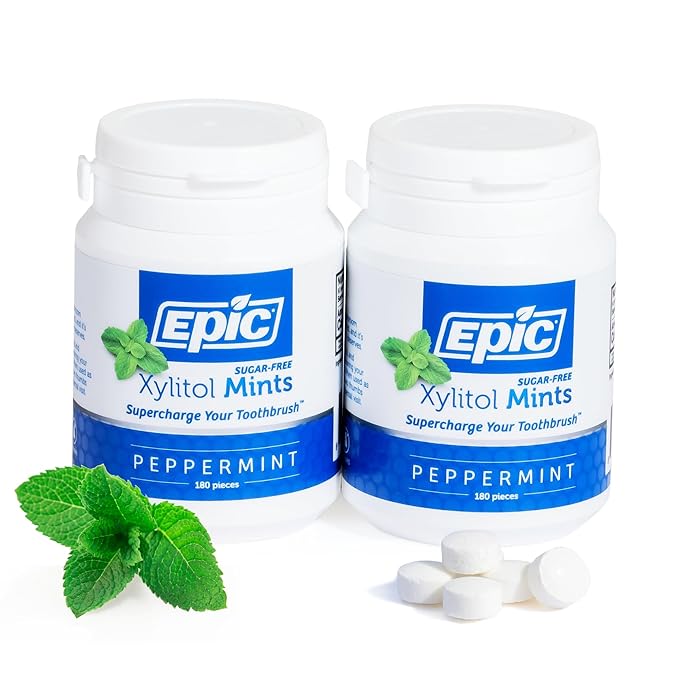 Epic Dental Sugar Free Oral Care Set – 144-Piece Peppermint Gum, 360 Peppermint Mints, 2 Tubes Spearmint Fluoride Toothpaste – Aspartame Free, Dentist Approved, Helps with Dry Mouth & Cavity Care