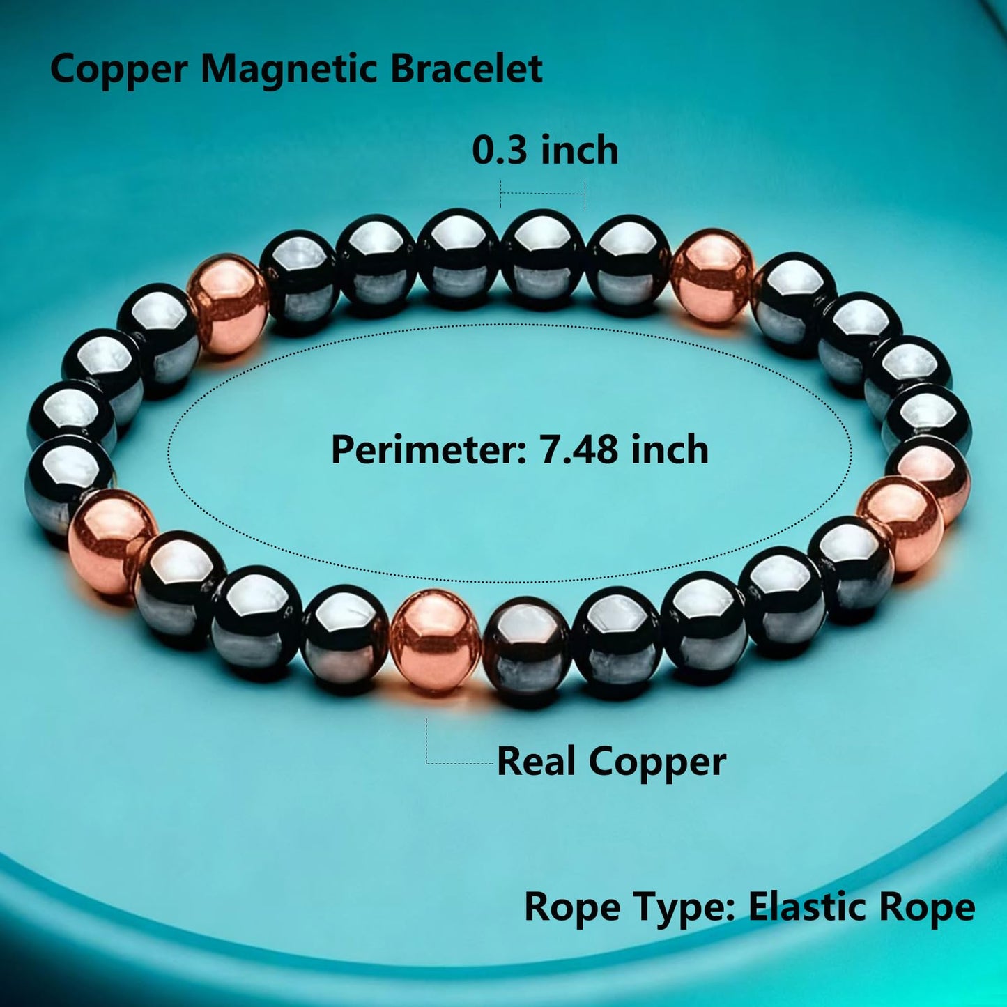Drkao Copper Bracelet with Magnet Healing Bracelet for Woman Hematite Magnetic Copper Bracelet , Christmas Gift, Valentine's Day, Boss day, Pulsera De Cobre Para Mujer for Family Mom Presents, One Pack Copper Red