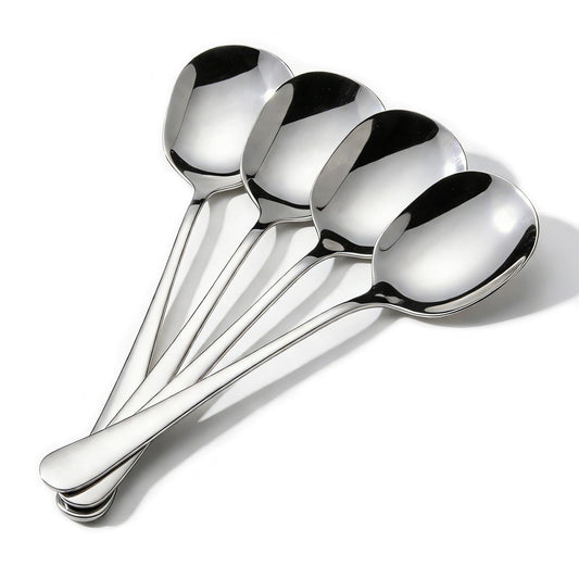4-Piece Serving Spoons, 18/8 stainless steel Spoon, Large Buffet Serving Spoon, Heavy Duty 304 Stainless Steel, Tabletop Flatware Utensil for Banquet, Cooking, and Kitchen