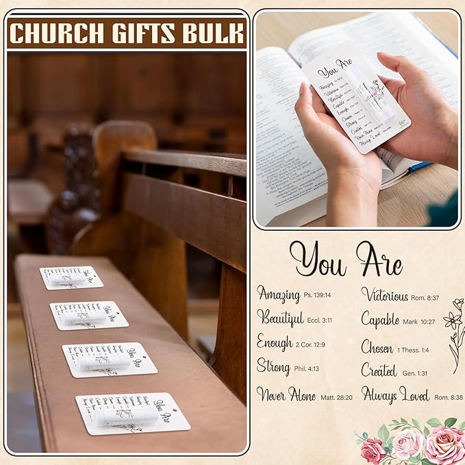 5 Pack Christian Religious Gifts Bulk Bible Verse Lip Balms 5 Flavor for Women Men Christian Religious Church Party Favors with Scripture Inspirational Gifts for Coworkers Staff (Classic)