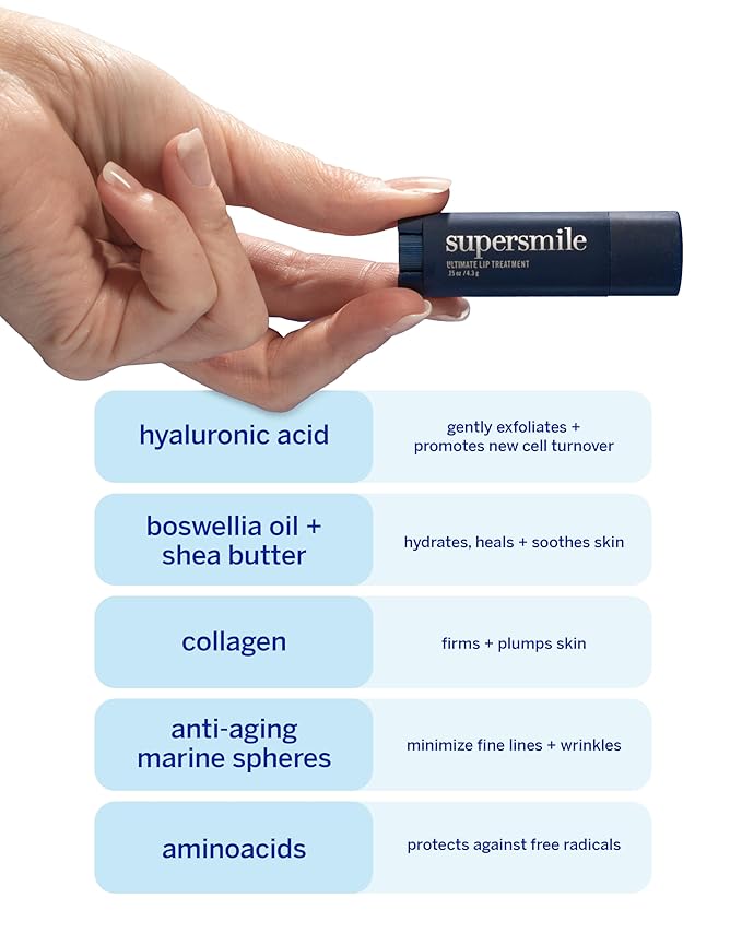 Supersmile Ultimate Lip Treatment - Healing for Dry, Cracked Lips - Nourishing Lip Balm with Collagen & Shea Butter - Hydrating Lip Plumper & Soothing Lip Moisturizer (Pack of 2)