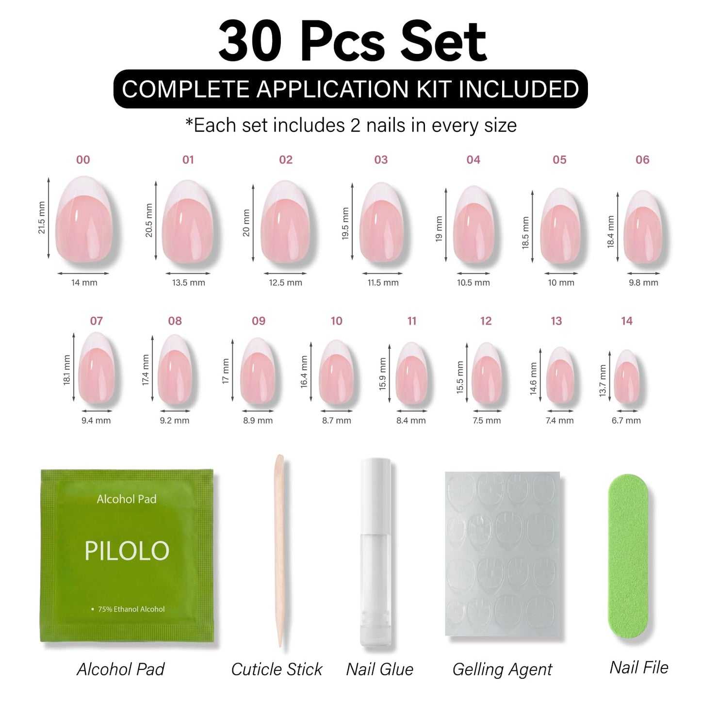PILOLO Press On Nails Polka Dot Fake Nail Tips Adhesive Reusable Full Cover Acrylic False Nails Long Almond Stick On Manicure Set for Women Girls Gift (Pastel Summer Breeze)