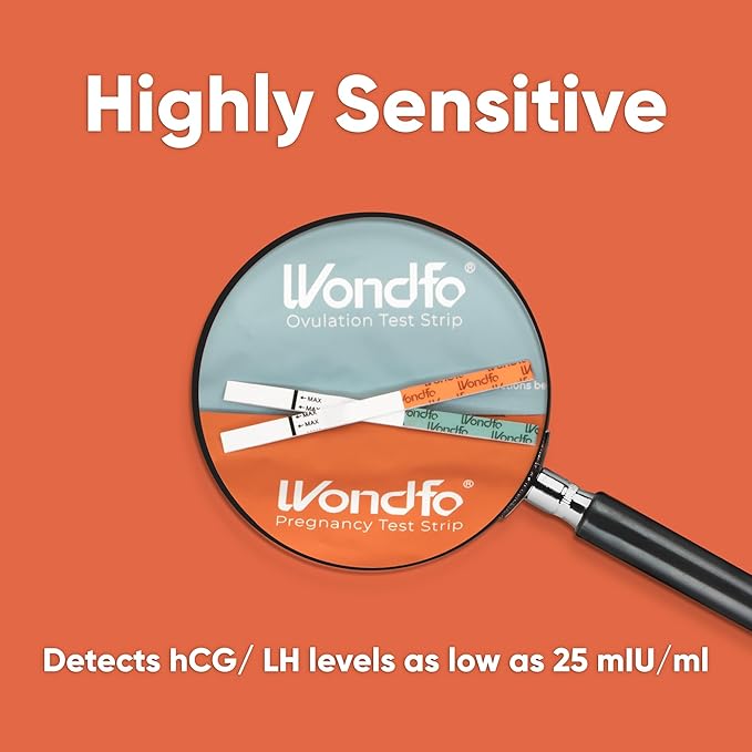 Wondfo 50 Ovulation Test Strips and 20 Pregnancy Test Strips Kit - Rapid Test Detection for Home Self-Checking (50 LH + 20 HCG)