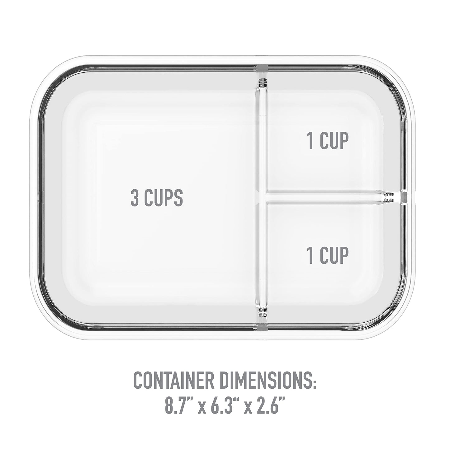 Bentgo Glass Lunch Box - Leak-Proof Bento-Style Food Container with Airtight Lid and Divided 3-Compartment Design - 5 Cup Capacity for Meal Prepping, and Portion-Controlled Meals for Adults (Blue)