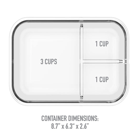 Bentgo Glass Lunch Box - Leak-Proof Bento-Style Food Container with Airtight Lid and Divided 3-Compartment Design - 5 Cup Capacity for Meal Prepping, and Portion-Controlled Meals for Adults (Blue)