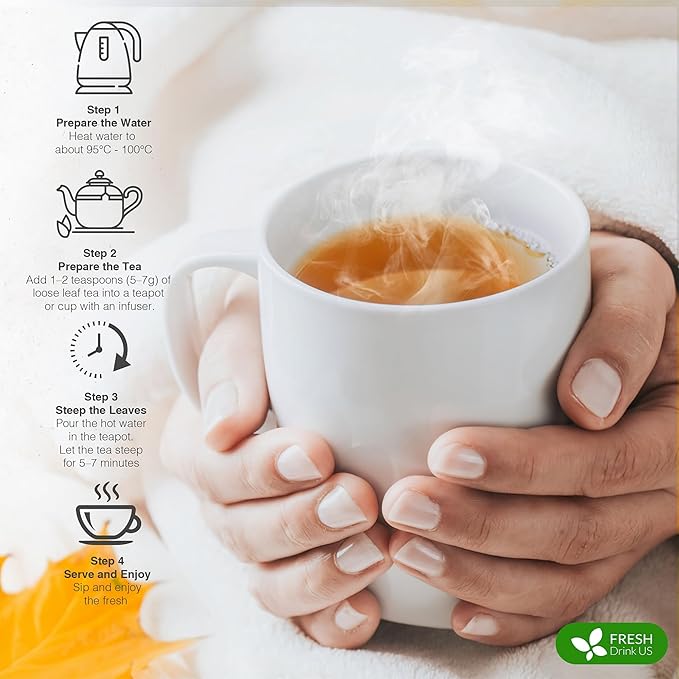 FreshDrinkUS, Premium Green Ginger Tea | 75 Tea Bags | Sencha Green Tea with Ginger, Lemongrass, Turmeric, Hibiscus & Peppermint | Natural Herbal Blend | Comfort & Refreshing, Vegan