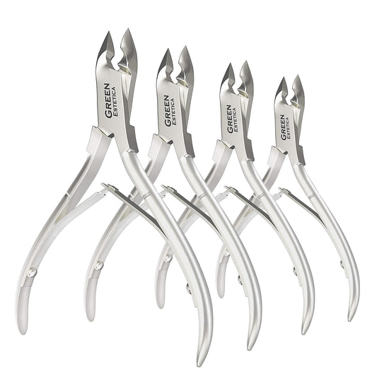Professional Cuticle Trimmer Nail Cuticle Cutter Stainless Steel Cuticle Nippers with Sharp Blades of Cuticle Remover Clippers Manicure Tools Double Spring - Pedicure Nail Tools (Silver - 4 Pack)