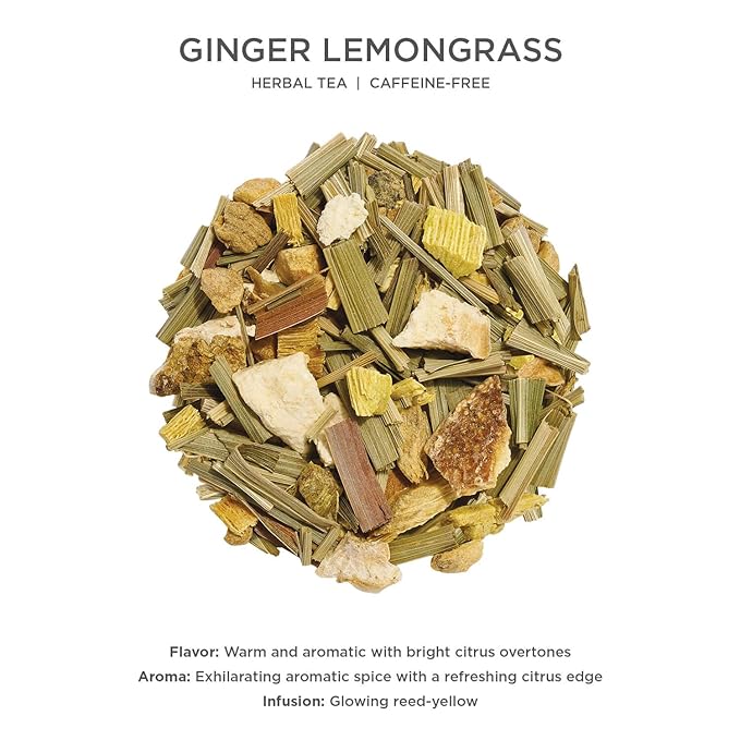 Tea Forte Ginger Lemongrass Premium Loose Leaf Caffeine-Free Herbal Tea Blend Canister, Makes 35-50 Cups