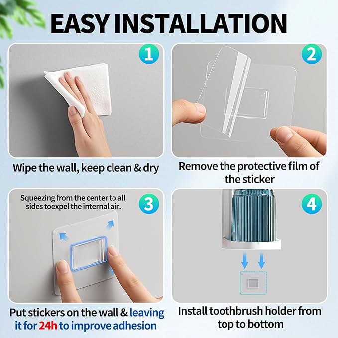 Toothbrush Holder,Bathroom Toothbrush Holder Suitable for Bathroom Organizer Place The Cup Upside Down to Drain Bathroom Stands for Storing Toothpaste Toothbrushes and Other Toiletries (Blue + Green)