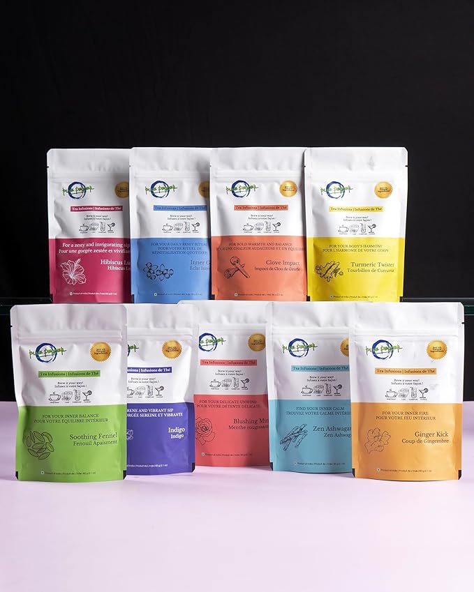 Blue Pepper Tea Infusion | Butterfly Pea Flower Blend with Ginger, Tulsi (Holy Basil), Amla (Indian Gooseberry) & Cardamom | Caffeine-Free Natural Beverage | 60g
