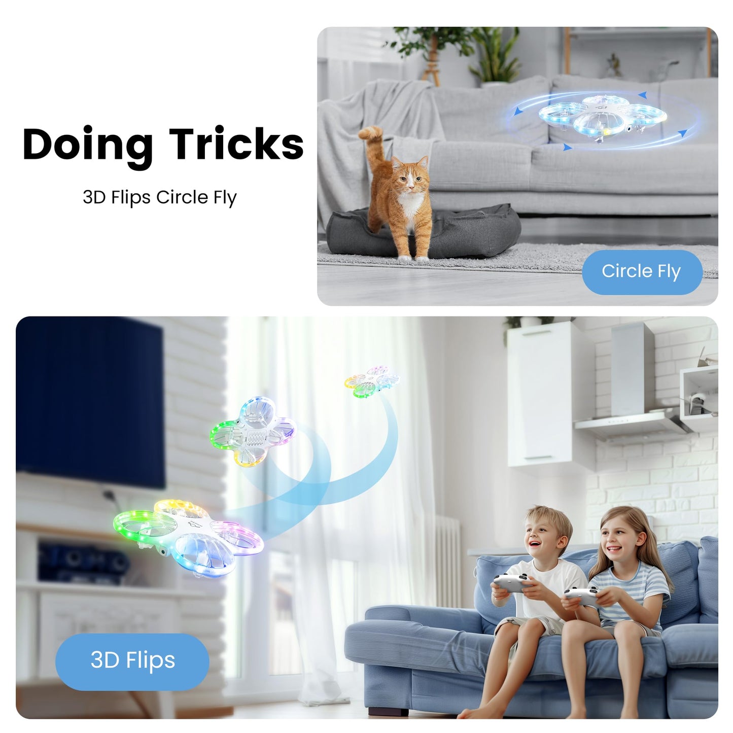 Ameta Drones for Kids Adults, RC Drone with 1080P HD FPV Camera, Cool Toys Gift for Boys Girls Teenage, STEM Toys with LED Light, Propeller Full Protect, 2 Batteries Long Flight Time and Remote Control, Easy to Fly