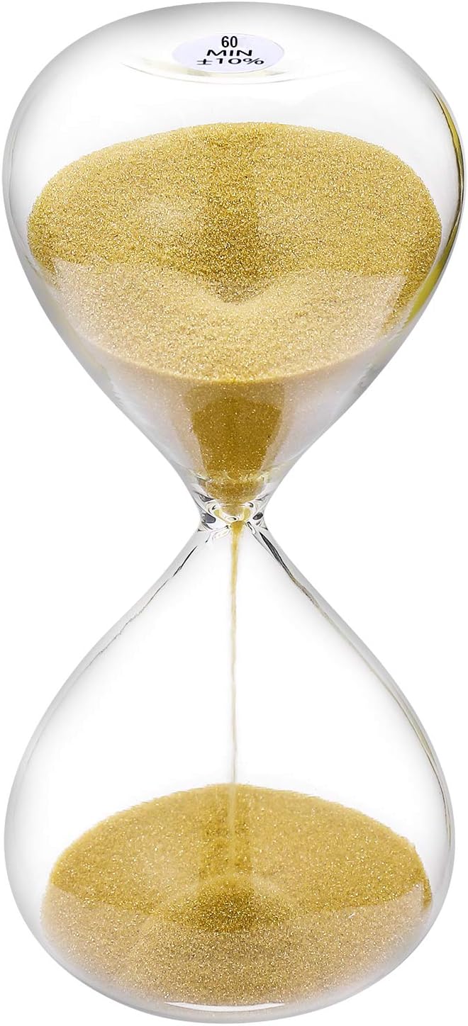 SuLiao Hourglass 60 Minute Sand Timer: 5.1 Inch Gold Sand Clock Watch 60 Min, Large Unique 1 Hour Glass Sandglass for Kids, Games, Classroom, Home, Desk, Office Decorative