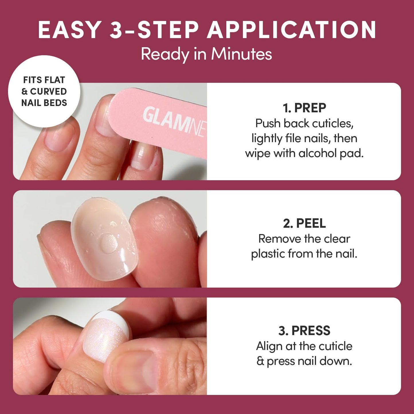 Glamnetic Quick Press Mani Bundle - No Glue Press On Nails, Just Peel and Stick | Daydream Veil & Porcelain | Mess Free Salon Quality Stick On Nails | Square Extra Short Nails