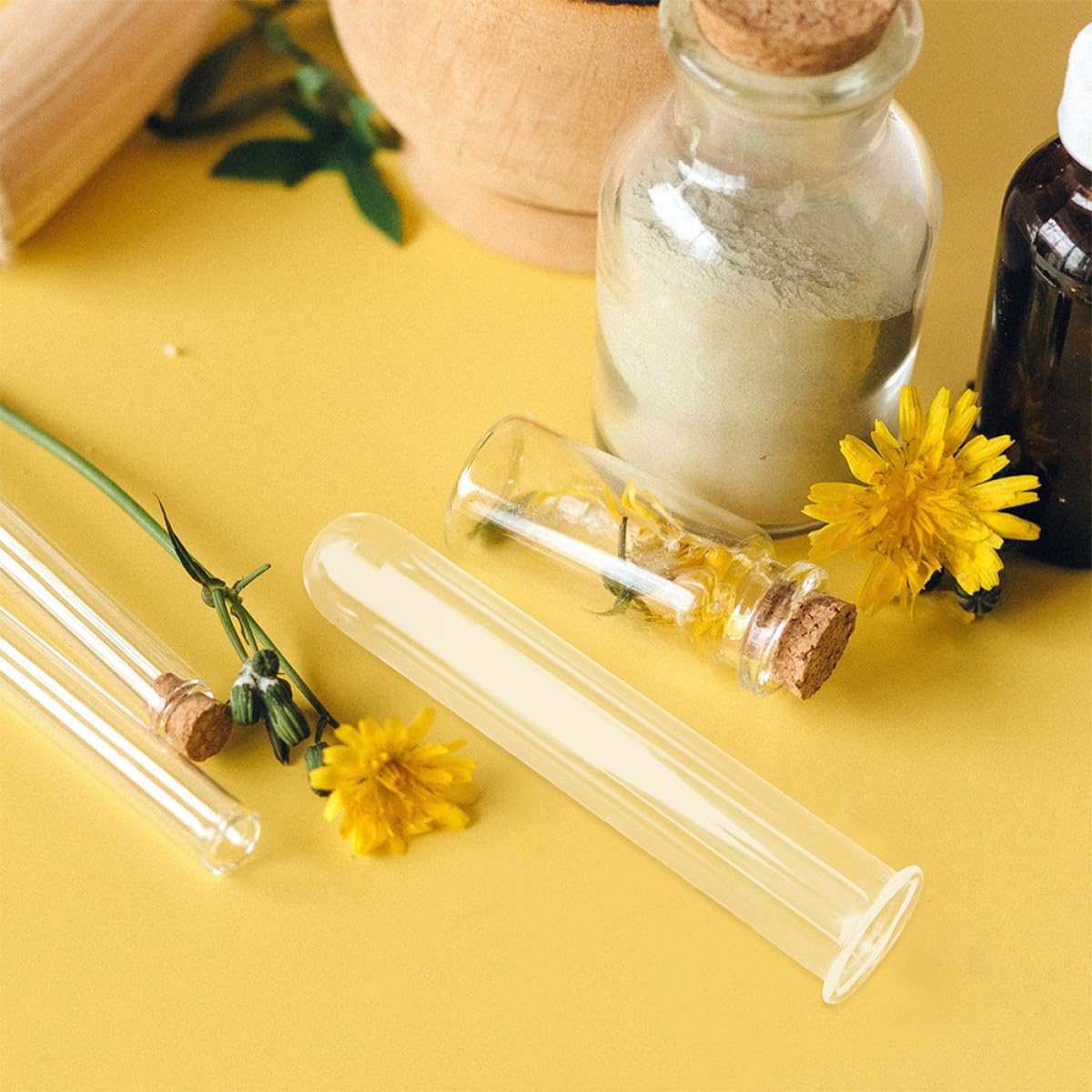 Luxshiny Glass Hydroponic Test Tube Vase Set 4pcs (2.5x3x18cm) Glass Propagation Holder for Desktop Plant Tubes and Terrarium Plant Propagation in Home Décor