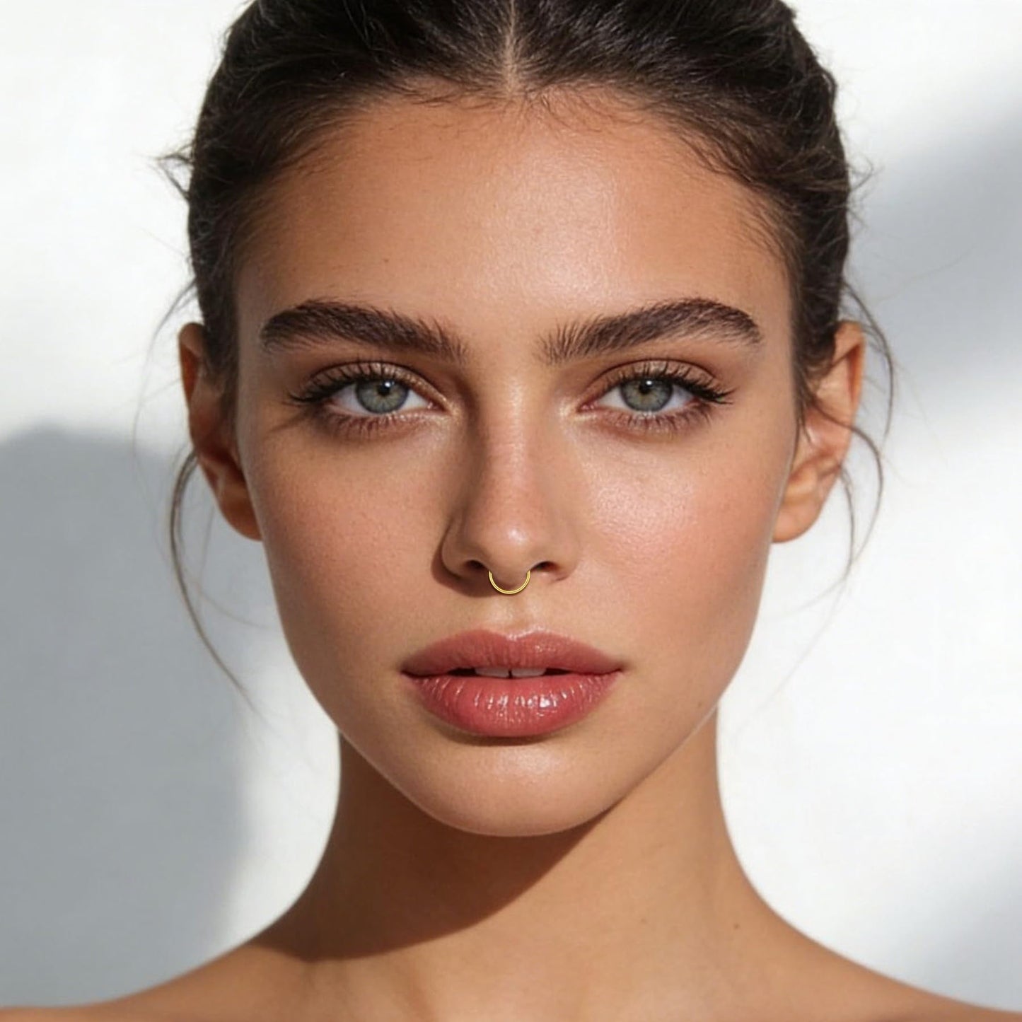 JFORYOU FORYOU Fake Nose Ring Fake Nose Piercing Fake Nose Rings Hoop for Women Faux Nose Piercing Clip on Non Pierced Faux Body Piercing Jewelry for Women Men Gold