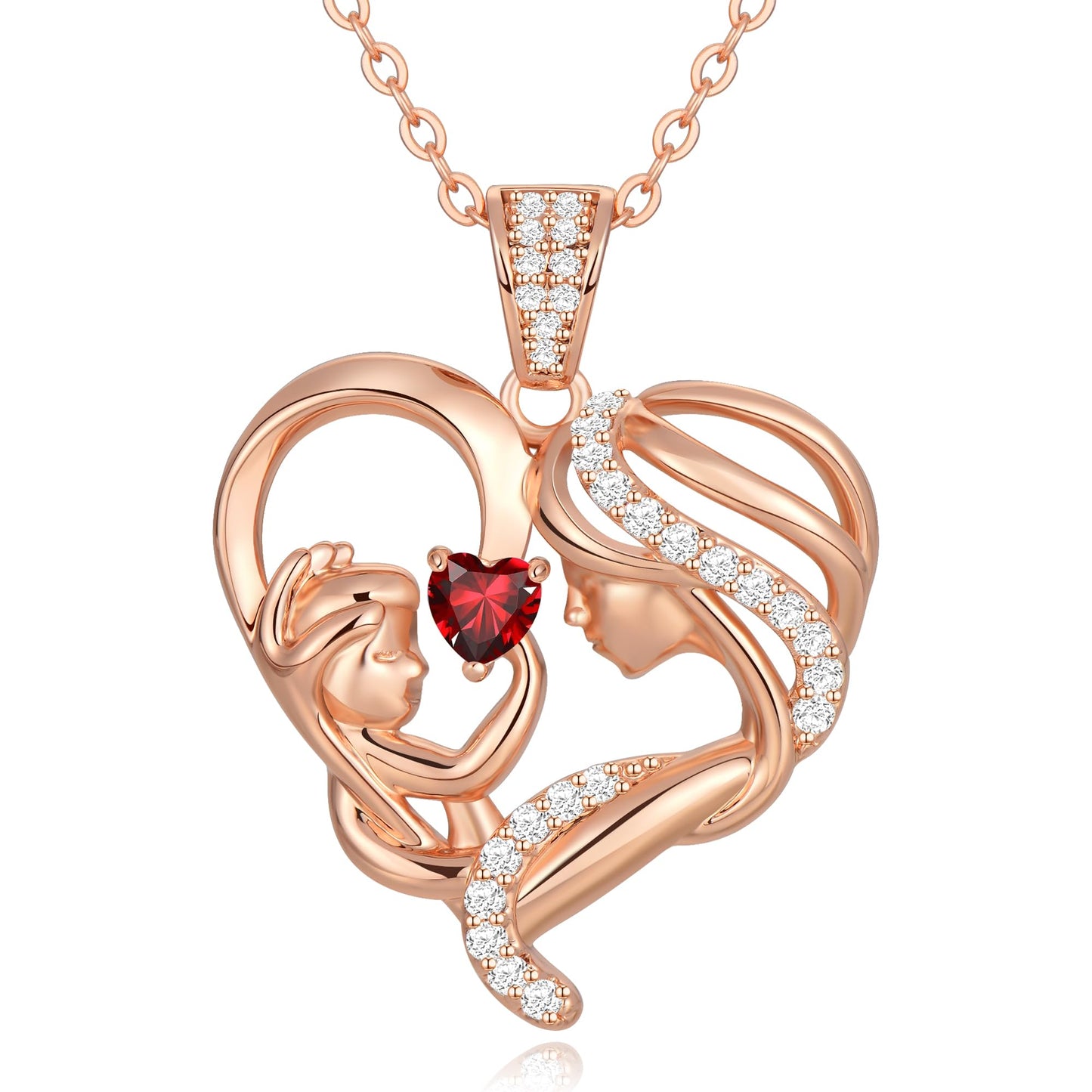 Zifeel Mothers Day Gifts for Mom Wife Her Grandma, S925 Sterling Silver Birthstone Necklaces Jewelry for Women, Mother's Day Love Heart Pendant Necklace for Anniversary Birthday Christmas Day