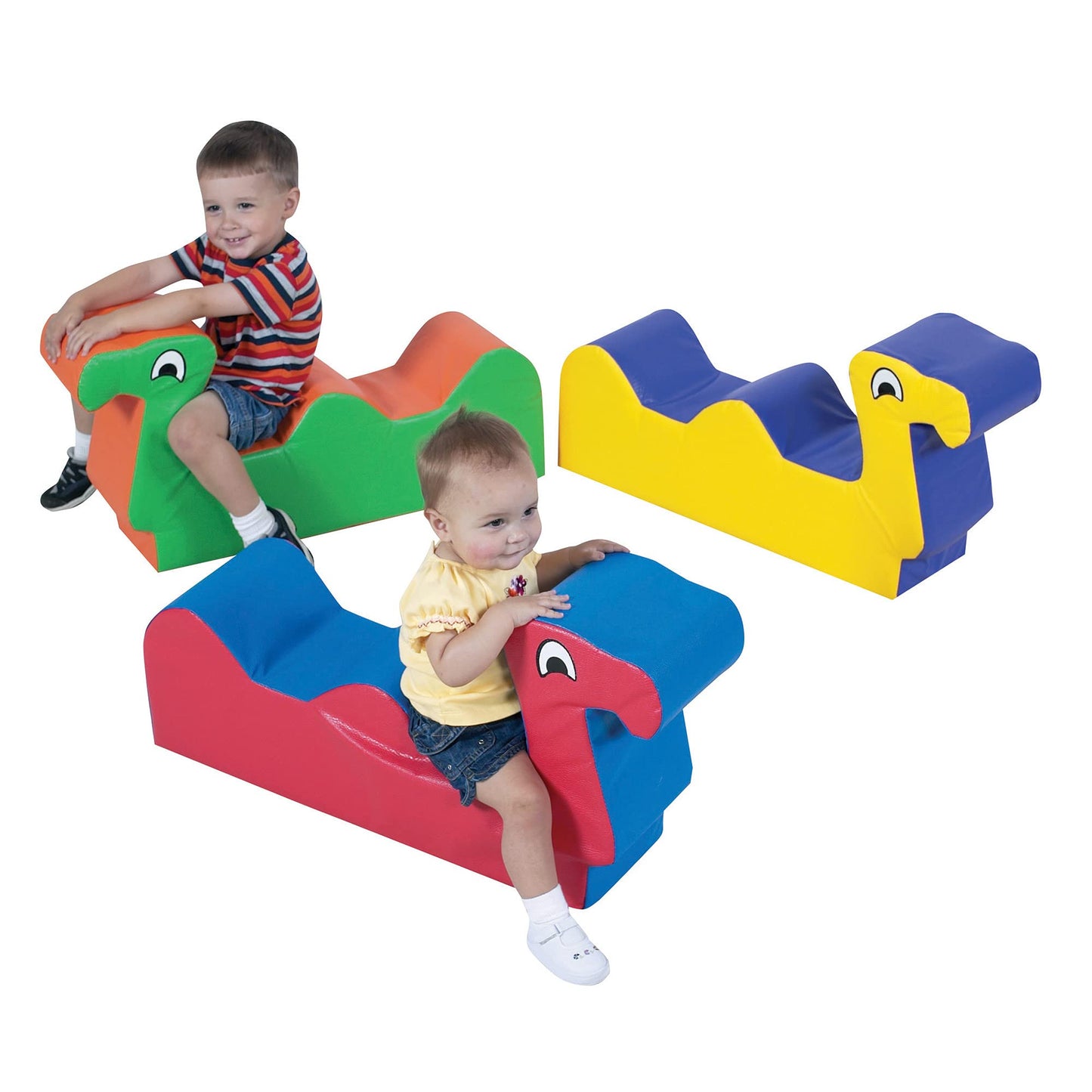 Children's Factory Nessie Family, Toddler/Infant Ride On Toys for 1-2 Year Old, Indoor Soft Play Equipment for Daycare/Classroom, Multi, Large, Set of 3