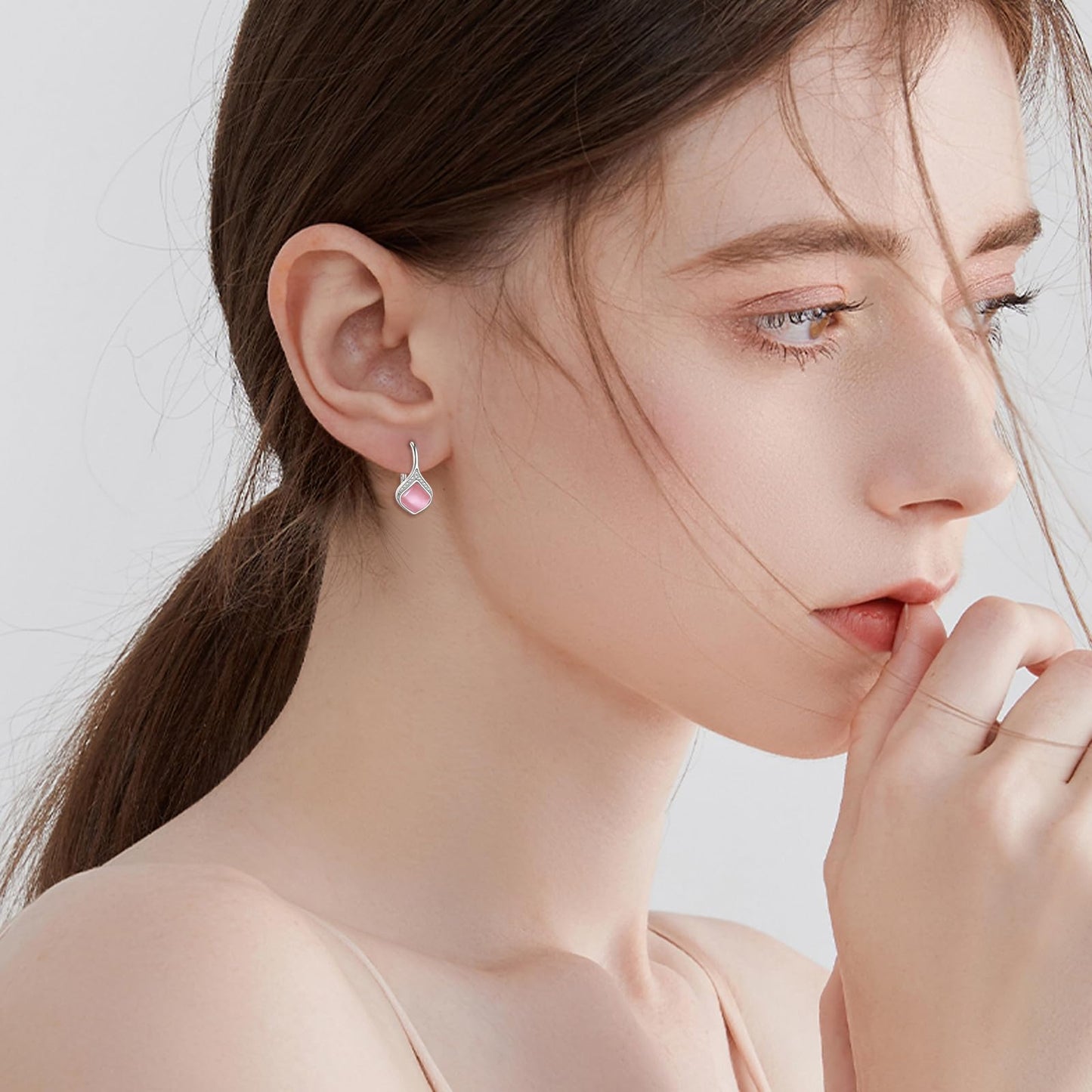 Pink Drop Earrings Sterling Silver Pink Opal Teardrop Leverback Earrings Jewelry Christmas Gifts For Women