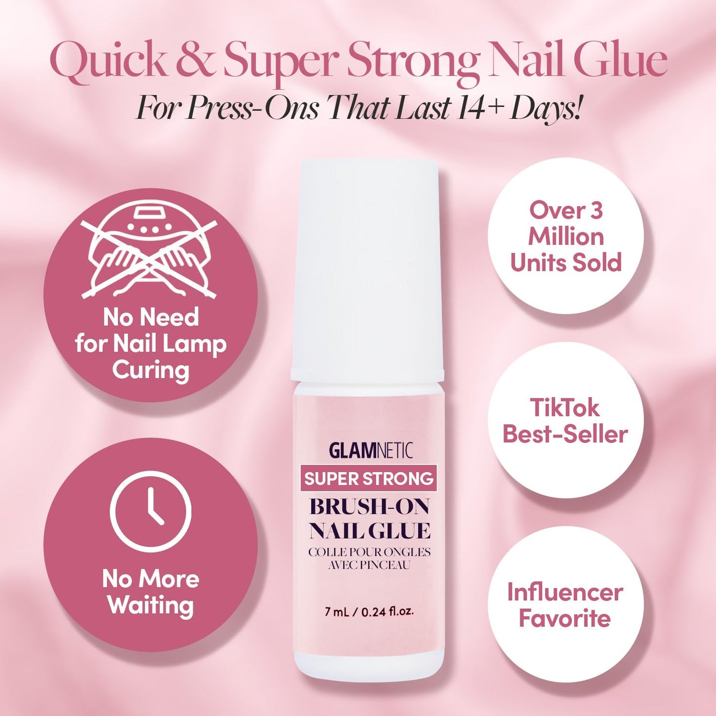 Glamnetic Press-On Nails - Pretty Bloom | Short Squoval Fake Nails with Flower Accents | 15 Sizes - 30 Nail Kit with Glue and Remover