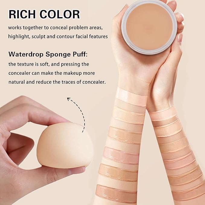 Under Eye Concealer for Dark Circles with Primer,Pot Concealer Full Coverage Tattoo Cover up Makeup,Nourishing and Moisturizing,Cruelty-free（04 Light）
