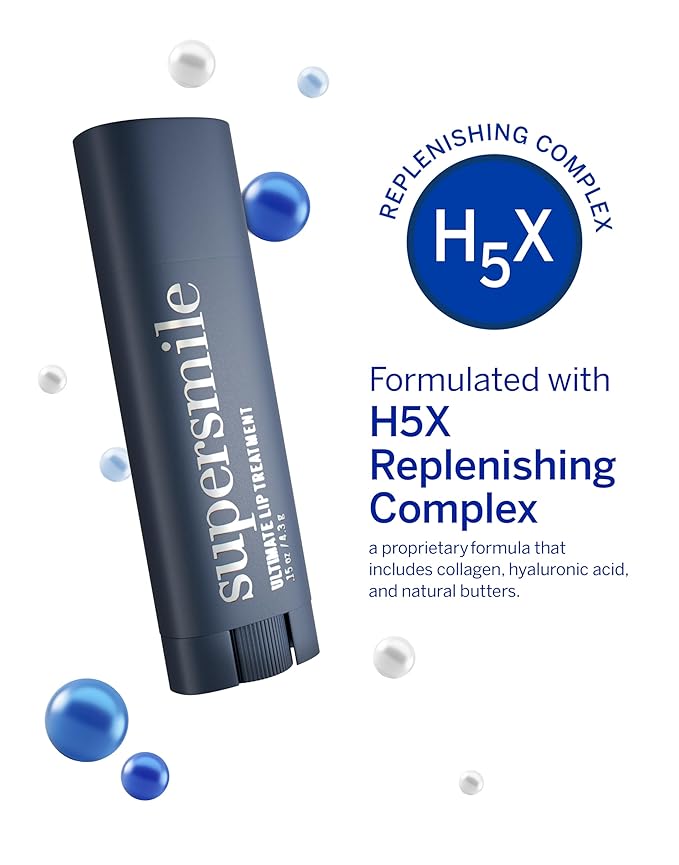 Supersmile Ultimate Lip Treatment - Healing for Dry, Cracked Lips - Nourishing Lip Balm with Collagen & Shea Butter - Hydrating Lip Plumper & Soothing Lip Moisturizer (Pack of 2)