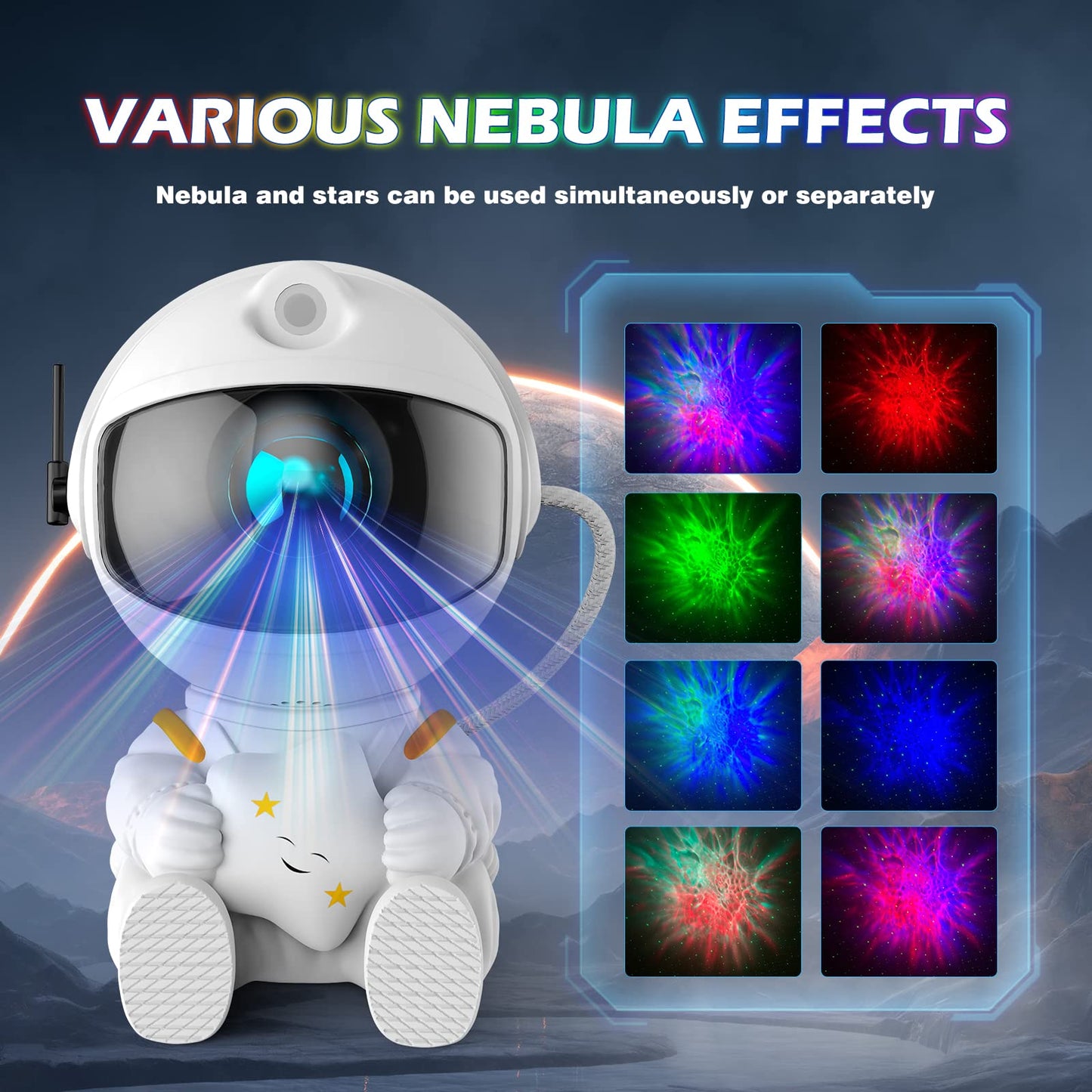 Astronaut Galaxy Projector, Star Projector Galaxy Light, Night Light for Kids, Nebula Ceiling LED Lamp, Room Decor, with Timer and Remote, Gifts for Birthdays
